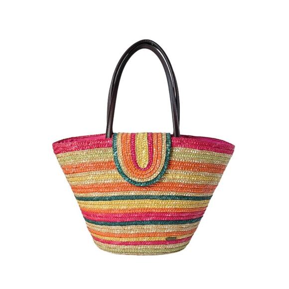 Straw Shoulder Bag Beach Rainbow Sun N’ Sand  Accessories Women's Beach Tote Bag - Picture 8 of 8